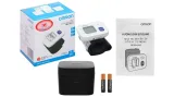 Trọn bộ máy đo huyết áp Omron HEM-6161 kèm vỏ hộp, hộp đựng, sách hướng dẫn và 2 pin AAA