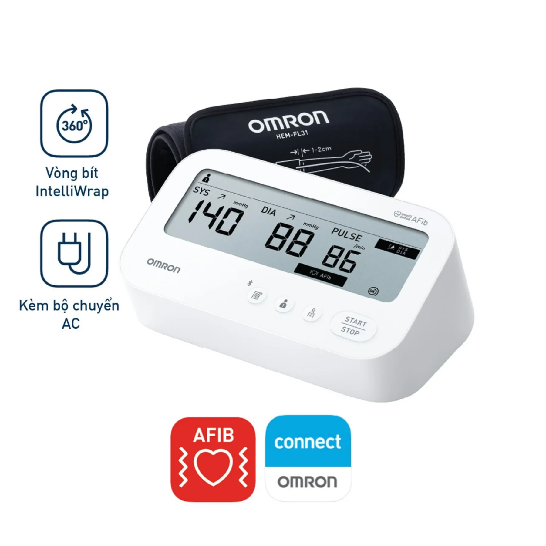 Máy đo huyết áp bắp tay Omron Hem-7194T1