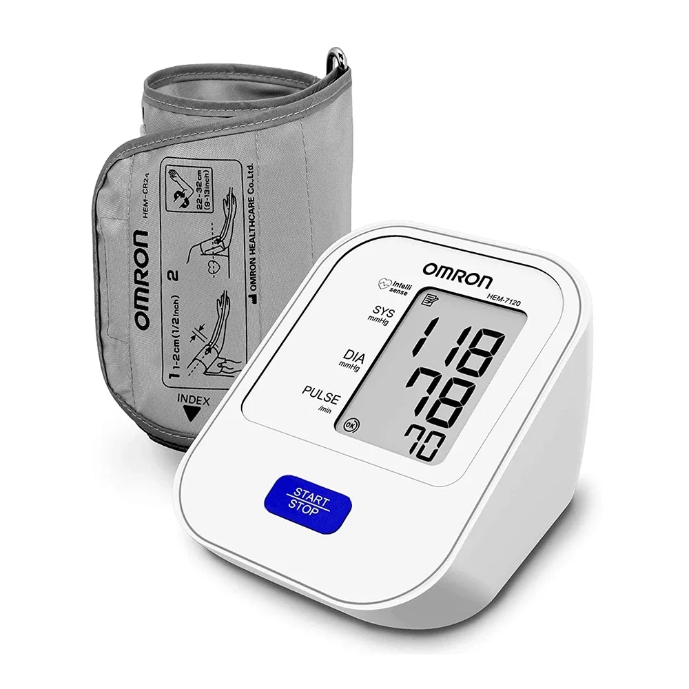 Máy đo huyết áp bắp tay tự động Omron HEM-7120 hiển thị huyết áp nhịp tim và vòng bít