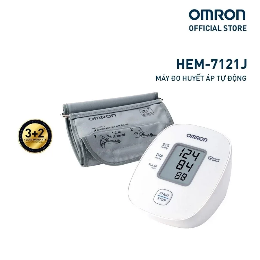 Máy đo huyết áp bắp tay tự động Omron HEM-7121J kèm vòng bít và bảo hành 5 năm chính hãng