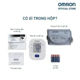 Trọn bộ phụ kiện Omron HEM-7141T1 gồm thân máy, vòng bít bắp tay, 4 pin AA và tài liệu hướng dẫn