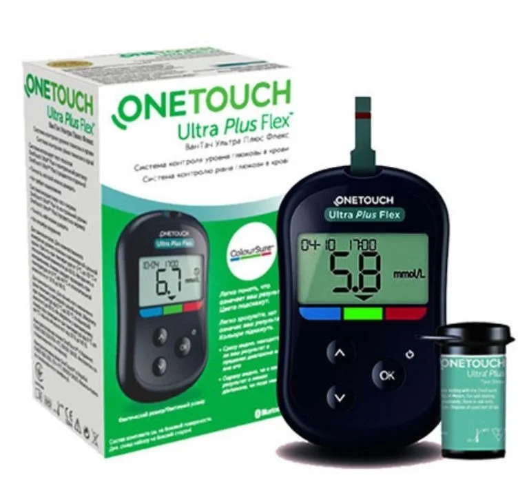 Máy đo đường huyết Onetouch Ultra Plus Flex công nghệ ColourSure thanh báo 3 dải màu