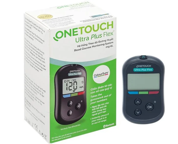 Màn hình Onetouch Ultra Plus Flex hiển thị chỉ báo mức đường huyết thấp bình thường cao