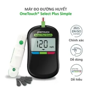 Máy đo đường huyết Onetouch Select Plus Simple không nút bấm tự động bật khi cắm que