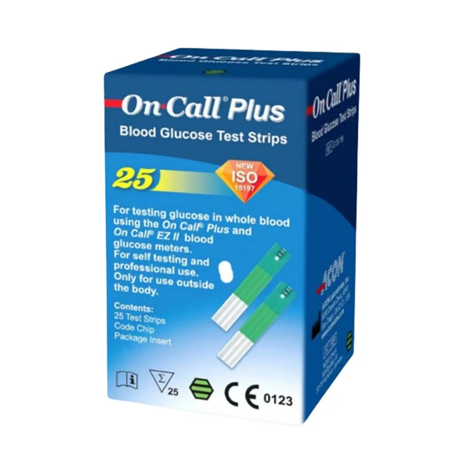 Hộp que thử đường huyết On Call Plus 25 que chính hãng Acon đạt chuẩn ISO và CE 0123
