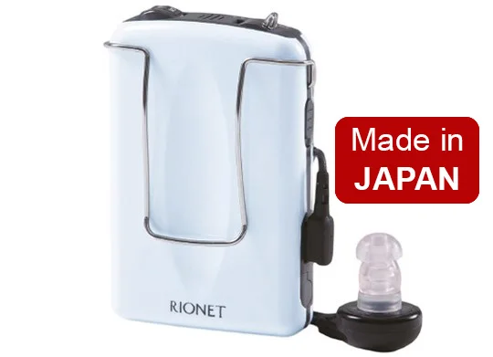 Máy trợ thính kỹ thuật số có dây Rionet HD-70 Made in Japan kẹp cài áo tiện lợi