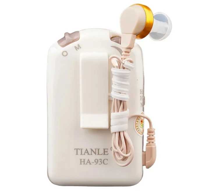 Máy trợ thính có dây Tianle HA-93C màu trắng kèm tai nghe dây xoắn gọn gàng