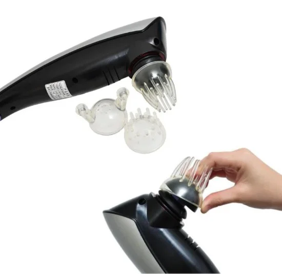 Thao tác xoay lắp đầu massage vào thân máy cầm tay King Massage LC-2007AA
