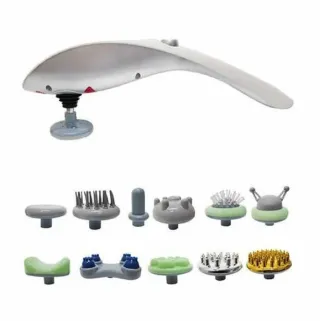 Máy massage cầm tay 11 đầu Luxurious kiểu dáng cá heo kèm trọn bộ 11 đầu trị liệu